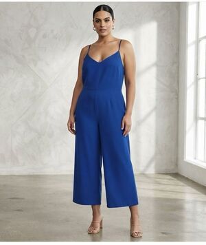 ASOS royal blue cropped wide leg jumpsuit size 14